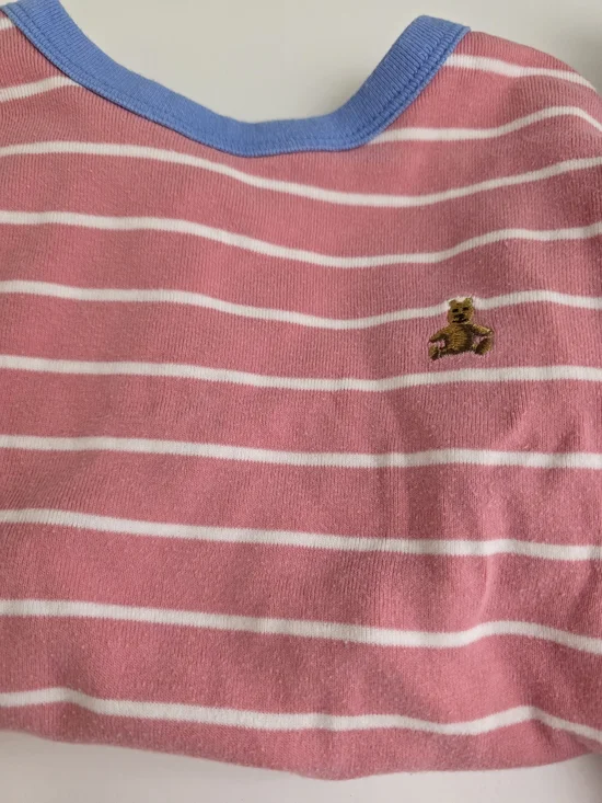 GAP Pink and White Striped Kids Pajama Set with Blue Trim 4t Pjs Pajamas Organic - Picture 4 of 4